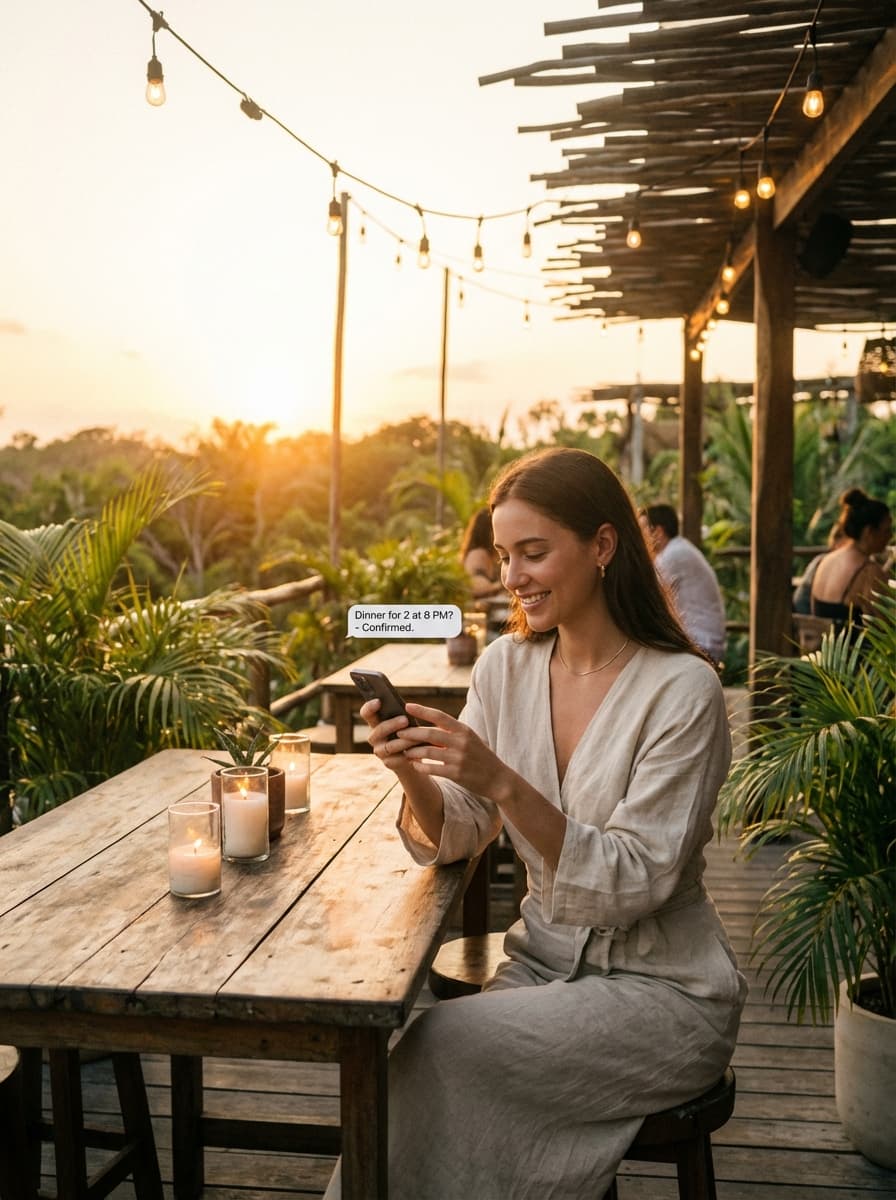 Cliente usando Kanan Desk en Restaurantes